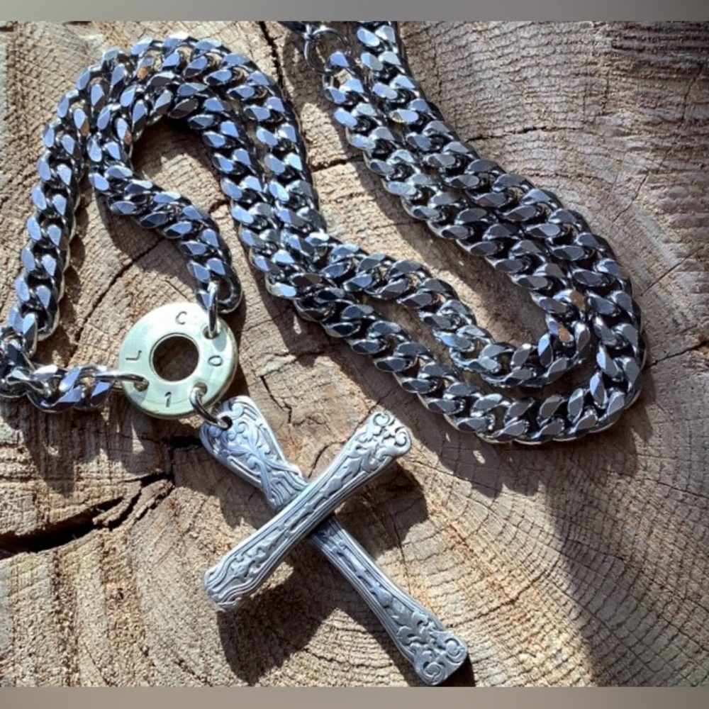 Cross Necklace, ammunition casing